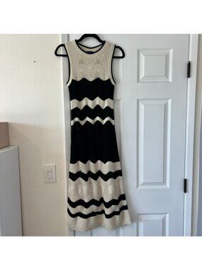 Gap Boho Cotton Crochet Knit Chevron Midi Dress Size XS NWT